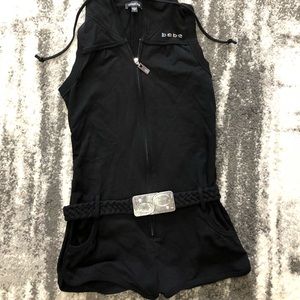 Bebe romper with crystal accents and belt